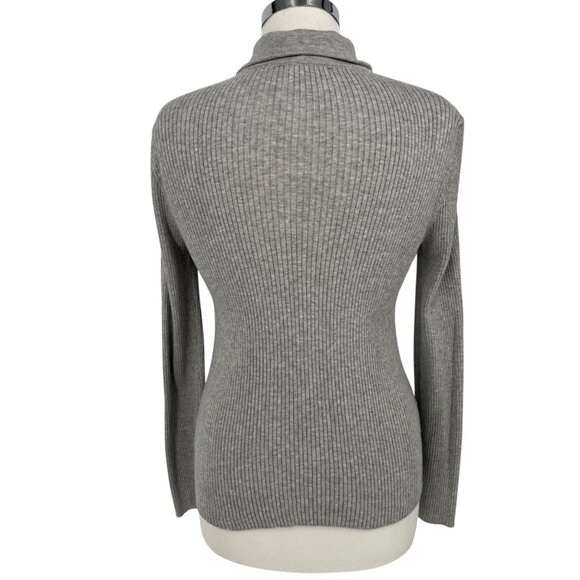 Paige Catarina Ribbed Collared Fitted Sweater Chromium Gray Size Large - Picture 7 of 12